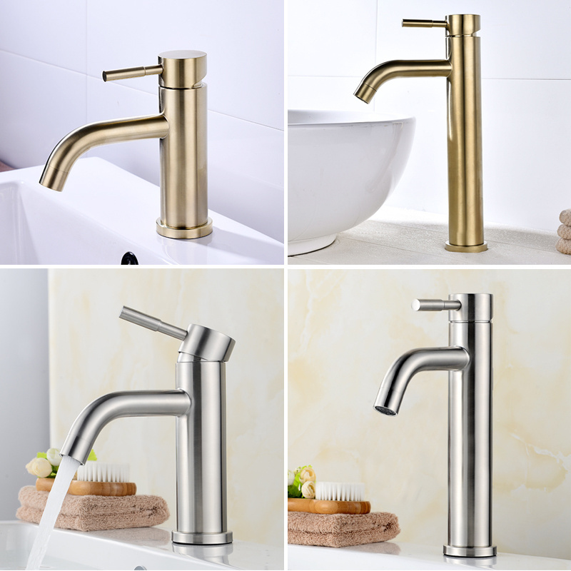 304 stainless Steel Brushed Lavatory Faucet Basin Mixer Tap Single Handle watermark faucet