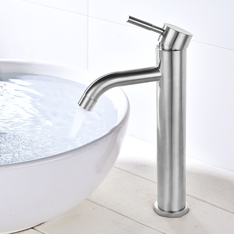 304 stainless Steel Brushed Lavatory Faucet Basin Mixer Tap Single Handle watermark faucet