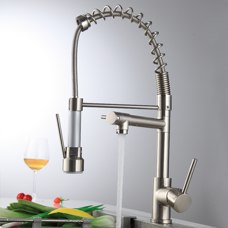 Faucet pull down 360 Rotation kitchen water tap Single Handle sink mixer brass tap pull out kitchen faucet