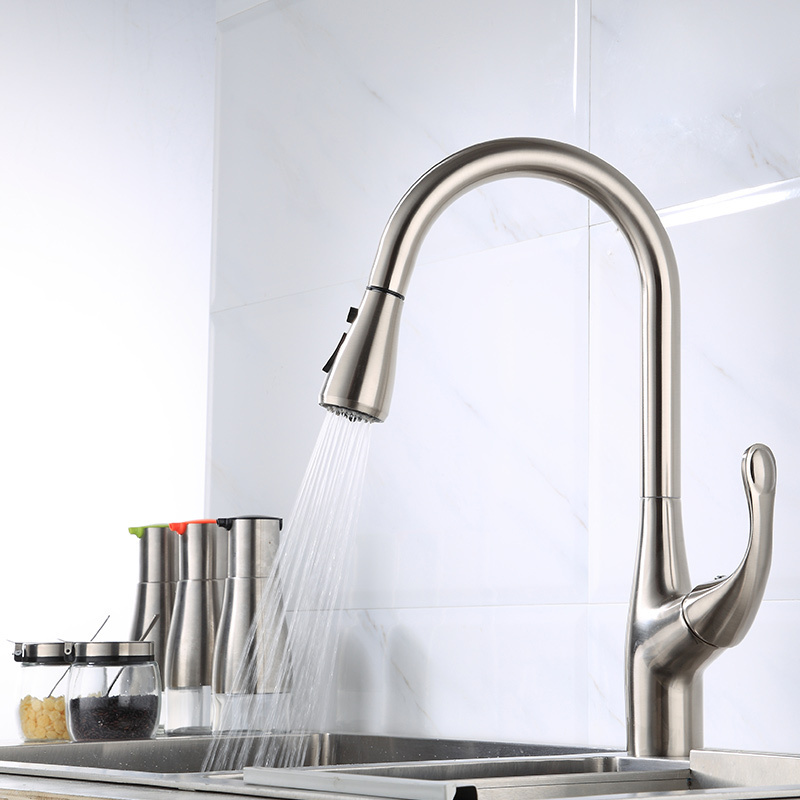 Kitchen faucet drawing single hole pull out the sink kitchen sink mixing faucet one-key water stop