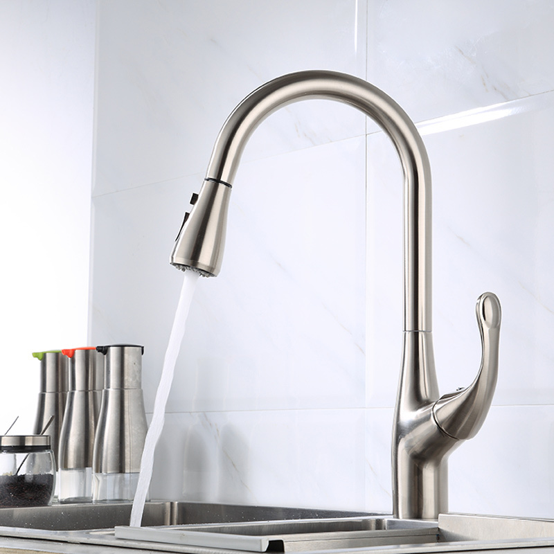 Kitchen faucet drawing single hole pull out the sink kitchen sink mixing faucet one-key water stop