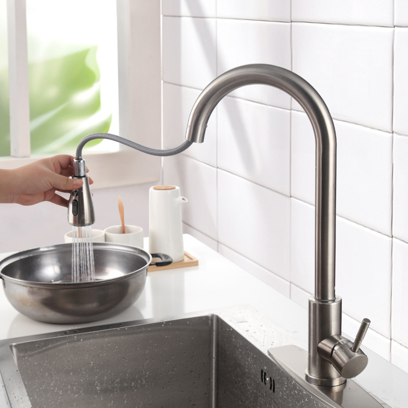 kitchen faucet 304 Stainless Steel Pull Out pull down kitchen mixer Sink Kitchen Faucets With Sprayer