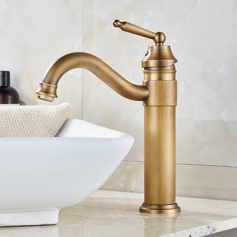 Bathroom sink Faucet Antique Finish Brass Basin Sink Brass Faucets Single Handle Water Mixer Taps bronze faucet