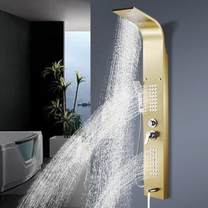 Thermostatic Shower Panel Waterfall Rainfall Shower Faucet Column SPA Massage Jet shower mixer