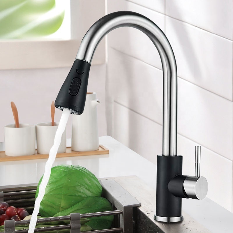 2022 sus304 kitchen faucet water tap modern kichen kitchen taps brass pull out sprayer kitchen mixer sink faucets