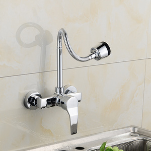 Dual Hole kitchen Cold and Hot Sink Water Mixer Tap Wall Mounted Kitchen Faucet