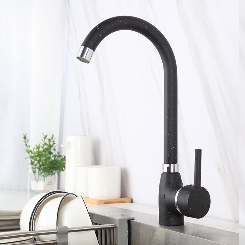 Luxury Design Kitchen Faucet Tap 8573 Single Hole 360 Degree black kitchen faucet