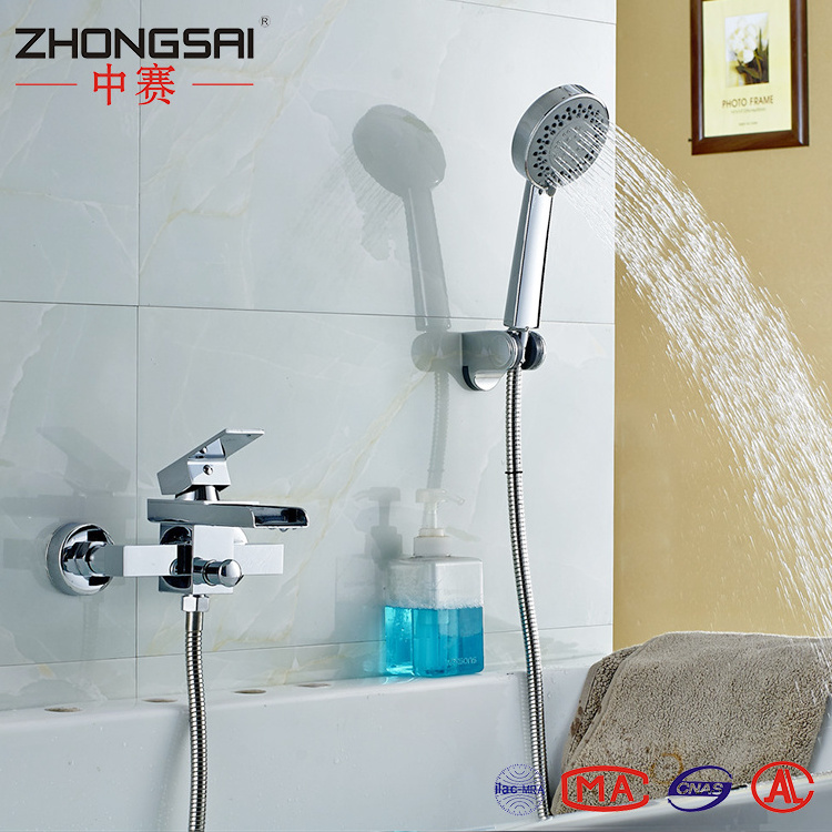 Chrome Brass Waterfall single handle Wall in tub Wall Mounted Bathtub Faucet