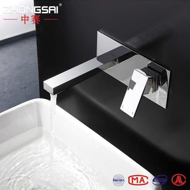 Chrome wall mounted Brass Wash Basin Single handle faucets with Hot and Cold wall faucet wall mount tap