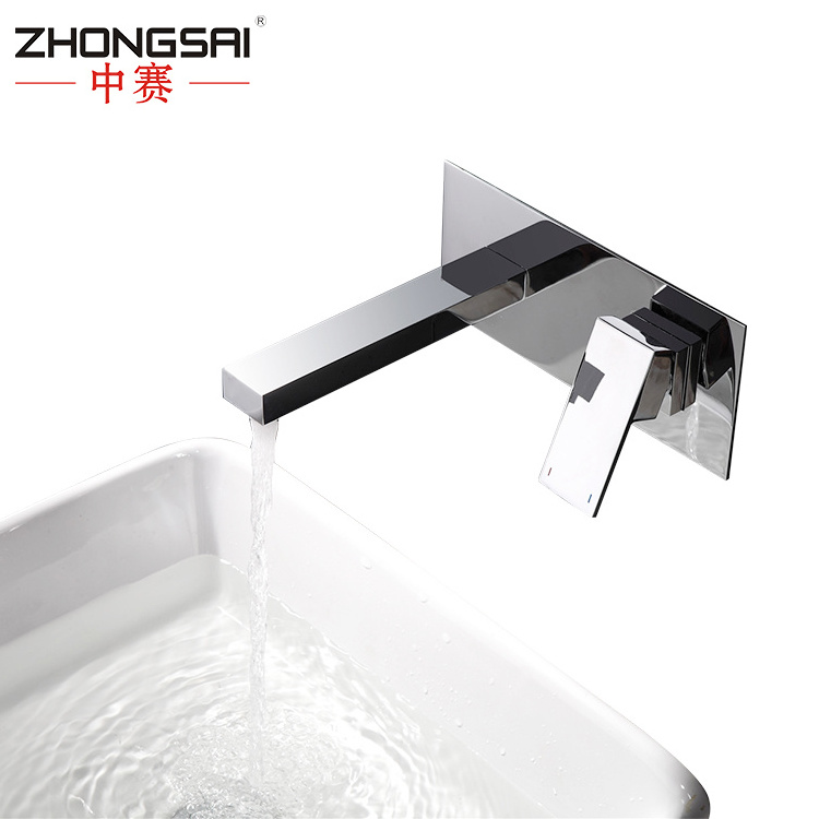 Chrome wall mounted Brass Wash Basin Single handle faucets with Hot and Cold wall faucet wall mount tap