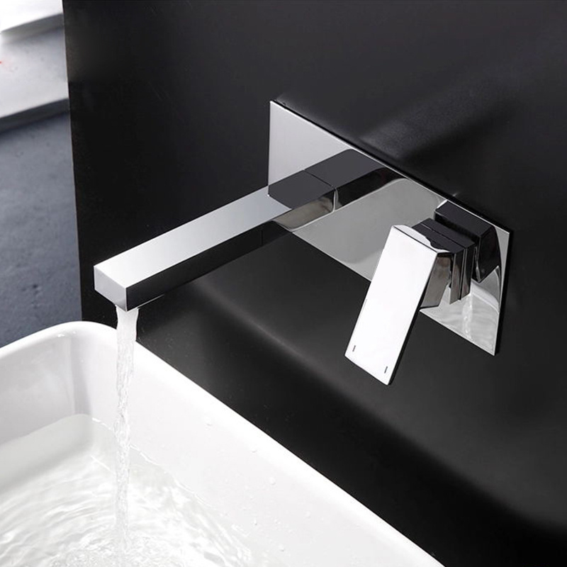 Chrome wall mounted Brass Wash Basin Single handle faucets with Hot and Cold wall faucet wall mount tap