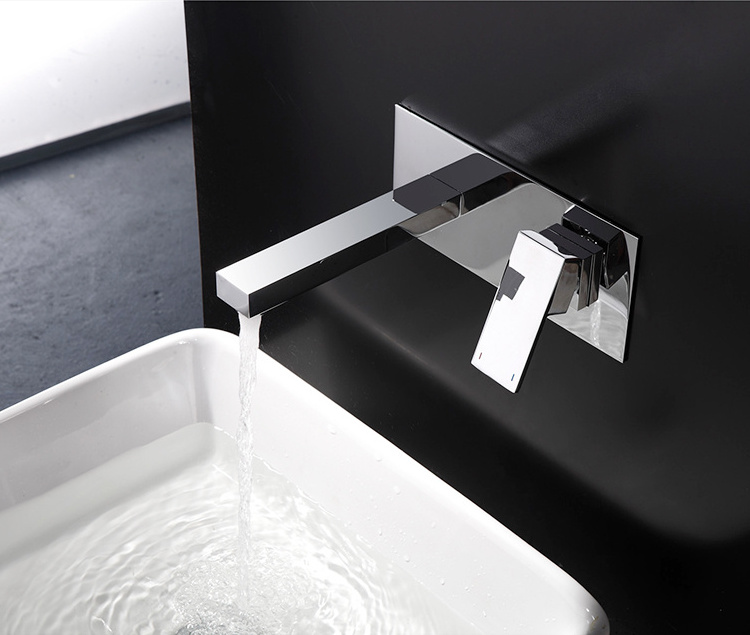 Chrome wall mounted Brass Wash Basin Single handle faucets with Hot and Cold wall faucet wall mount tap