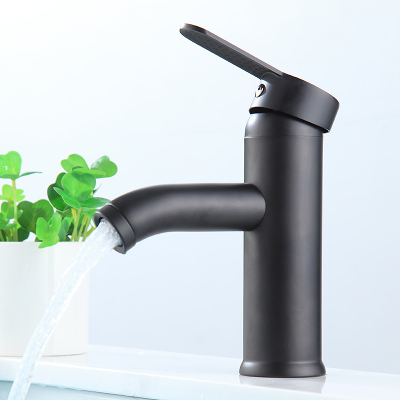 black faucet Stainless Steel lavatory faucets for bathroom Single Hole water mixer tap bathroom basin faucet