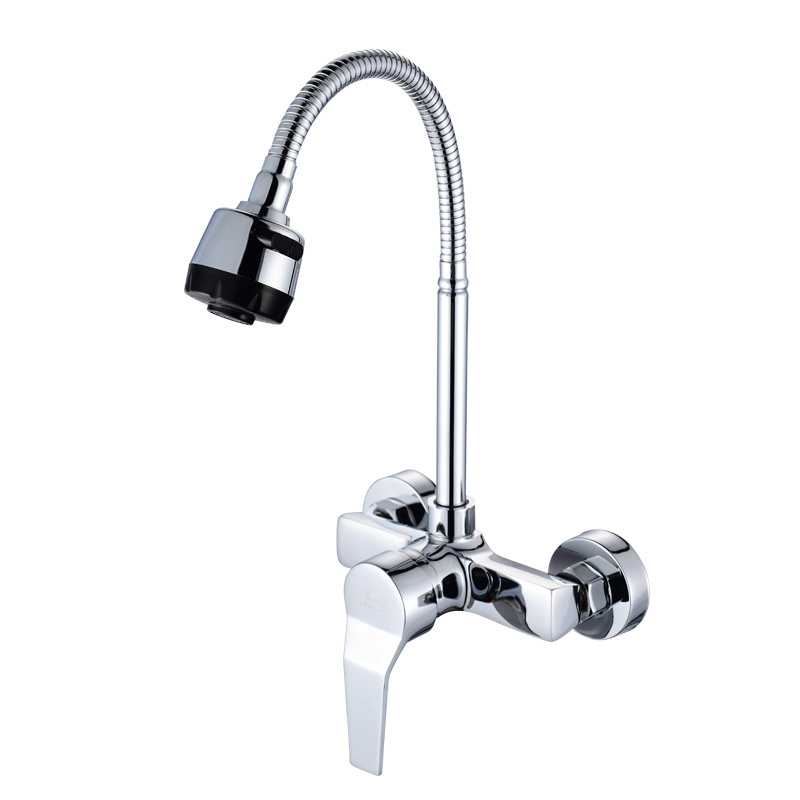 Dual Hole kitchen Cold and Hot Sink Water Mixer Tap Wall Mounted Kitchen Faucet