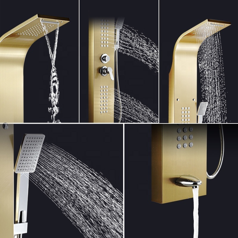 Thermostatic Shower Panel Waterfall Rainfall Shower Faucet Column SPA Massage Jet shower mixer