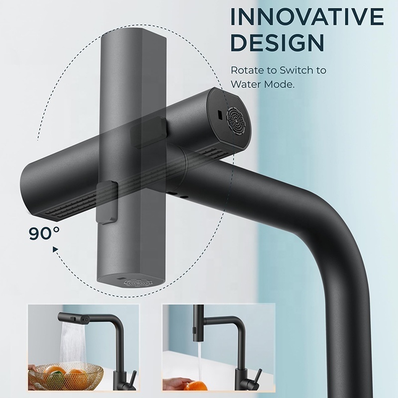 china manufacturer modern design black hot cold mixer faucet 304 sus stainless steel pull out water tap kitchen sink faucet tap