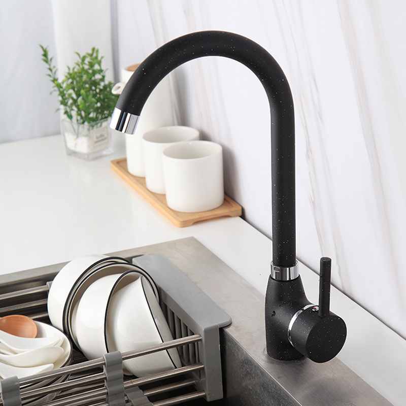 Luxury Design Kitchen Faucet Tap 8573 Single Hole 360 Degree black kitchen faucet