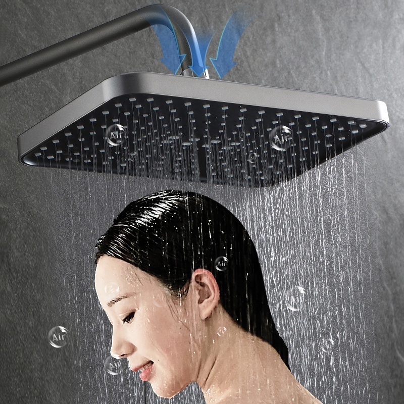 wall mounted Bathroom shower set luxury brass rain rainfall shower mixer set Gun Grey Digital display piano shower faucet set