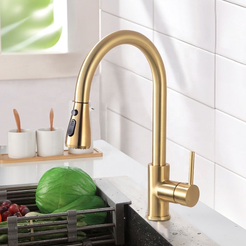 2022 sus304 kitchen faucet water tap modern kichen kitchen taps brass pull out sprayer kitchen mixer sink faucets