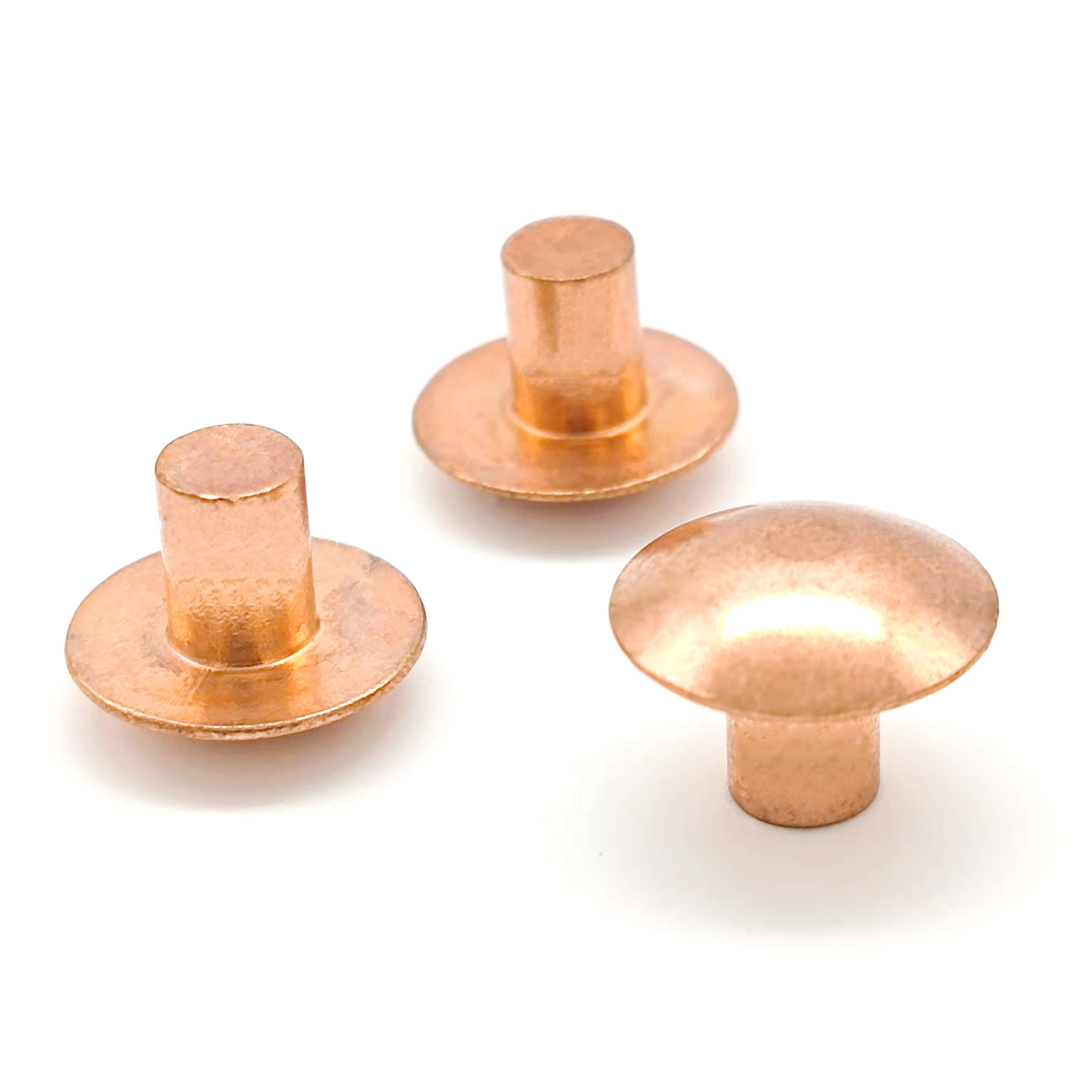 High quality dome head solid brass rivets m4 copper round head solid rivet