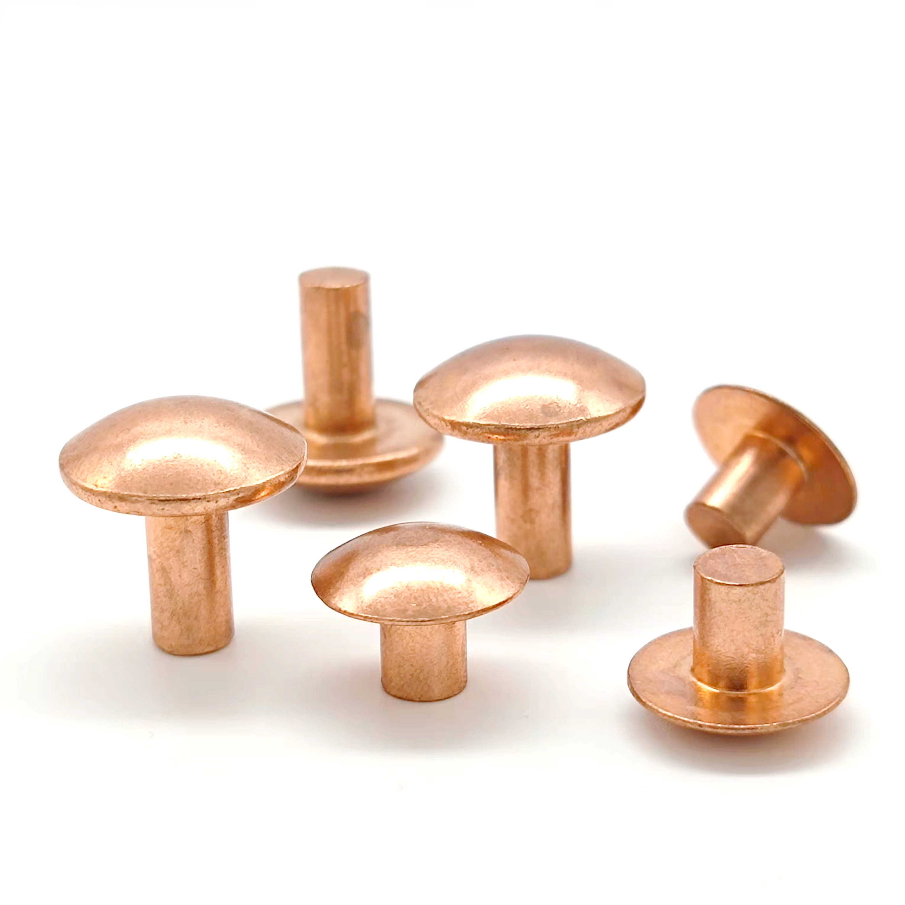 High quality dome head solid brass rivets m4 copper round head solid rivet