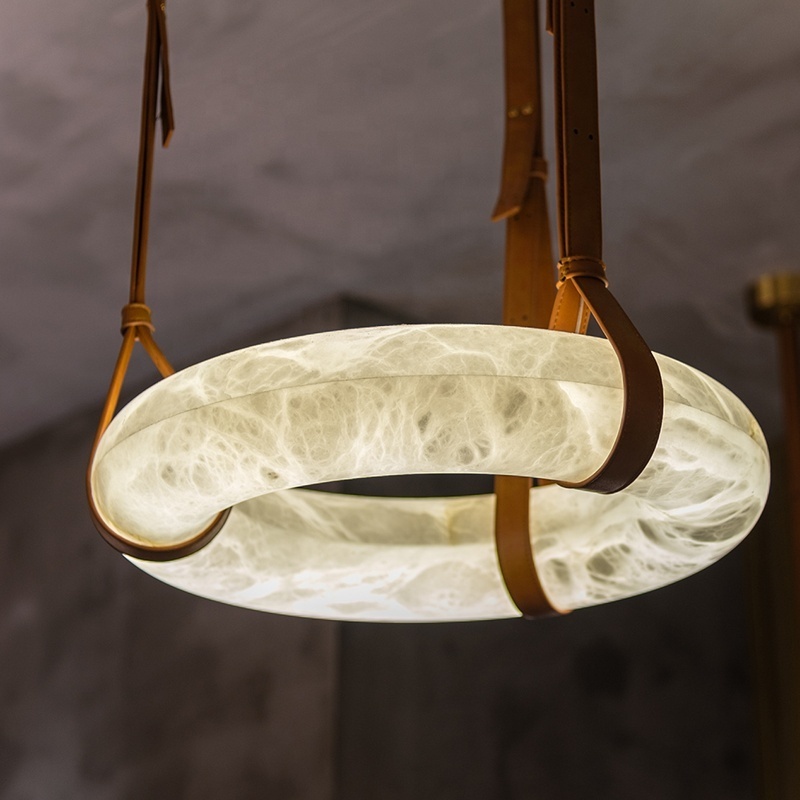 Alabaster Ring Chandelier Pendant Light LED Light Source Luxury for Restaurant  Modern Lighting Design alabaster chandelier