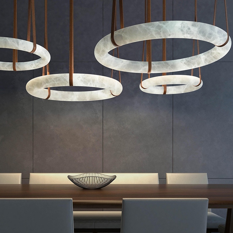 Alabaster Ring Chandelier Pendant Light LED Light Source Luxury for Restaurant  Modern Lighting Design alabaster chandelier