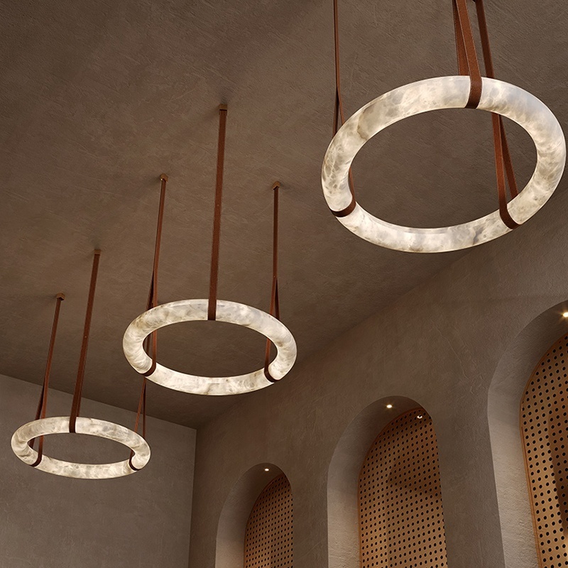 Alabaster Ring Chandelier Pendant Light LED Light Source Luxury for Restaurant  Modern Lighting Design alabaster chandelier