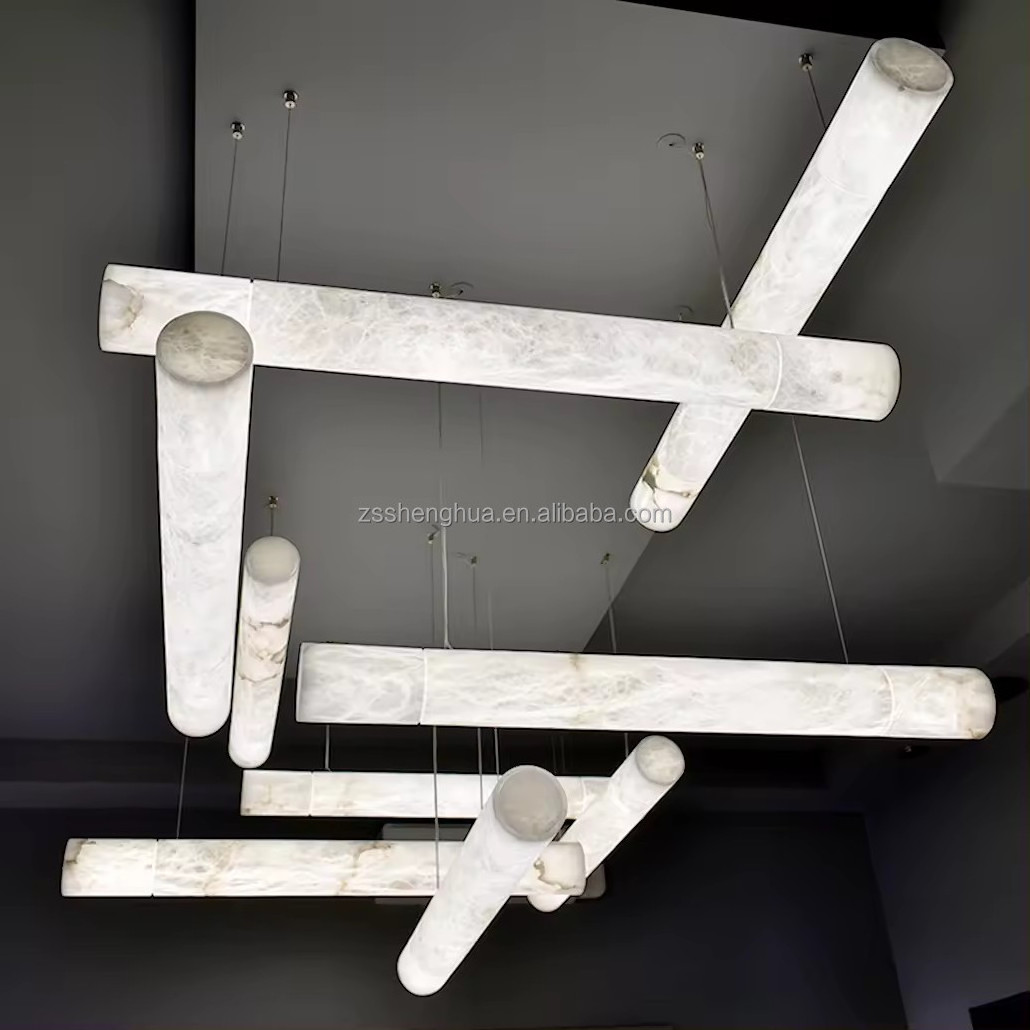 Unique Design Indoor Decoration Living Room Dining Room Apartment Modern Marble Irregular Led Pendant Light alabaster chandelier