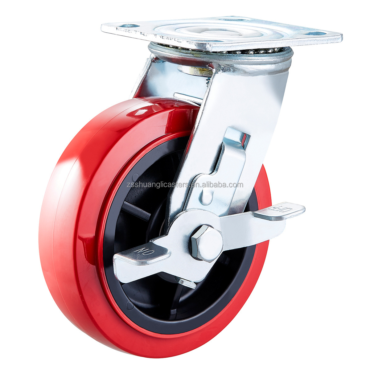 Heavy duty casters 4/5/6/8 inch PU casters red polyurethane castor wheel swivel plastic core casters wheels for carts