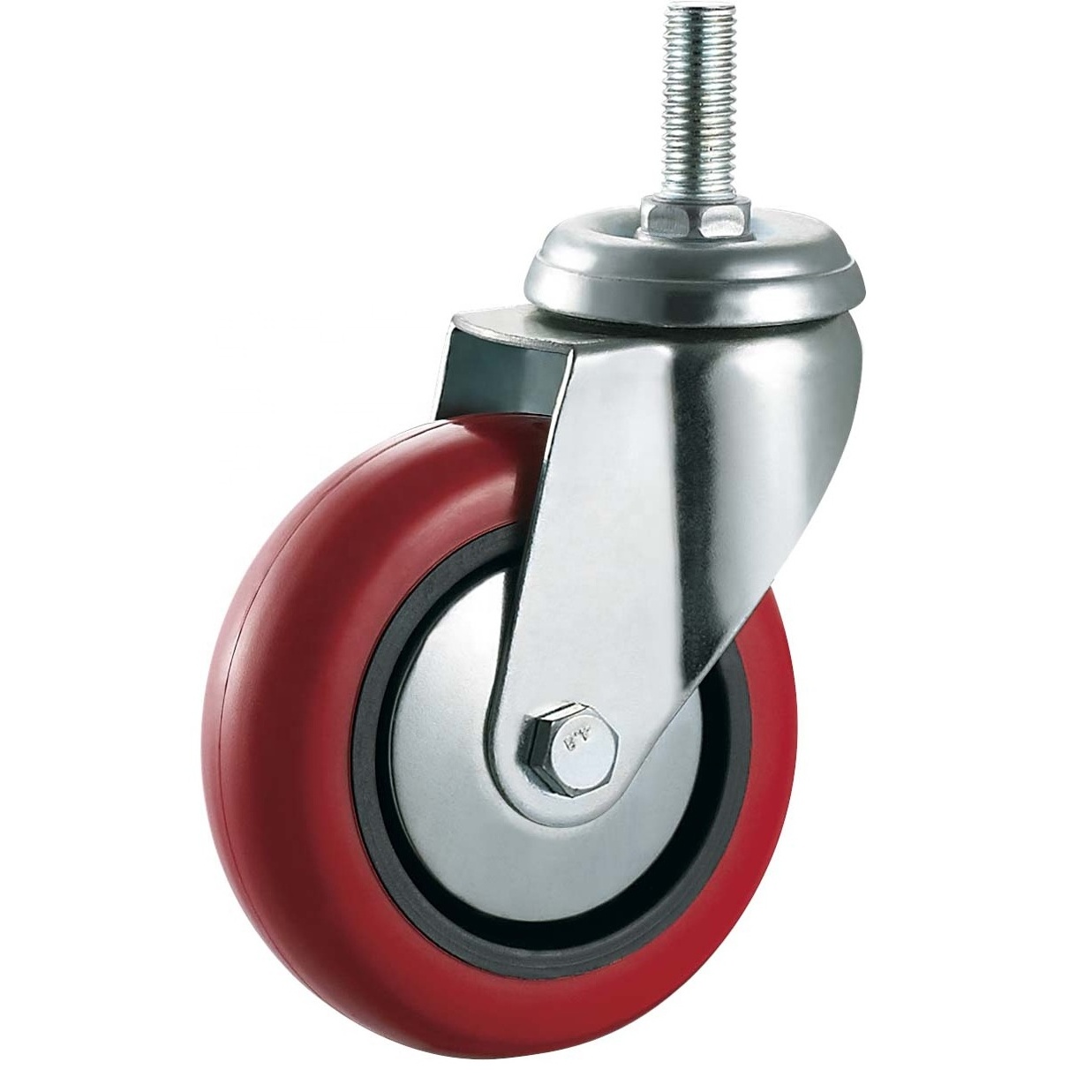 4 inch threaded stem type swivel PU Caster wheel for Oven Air container freezer box tool cart