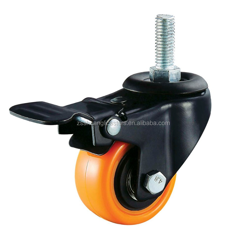 Furniture Caster 50mm Swivel PU wheel with lock 2 inch ball bearing hand cart wheels