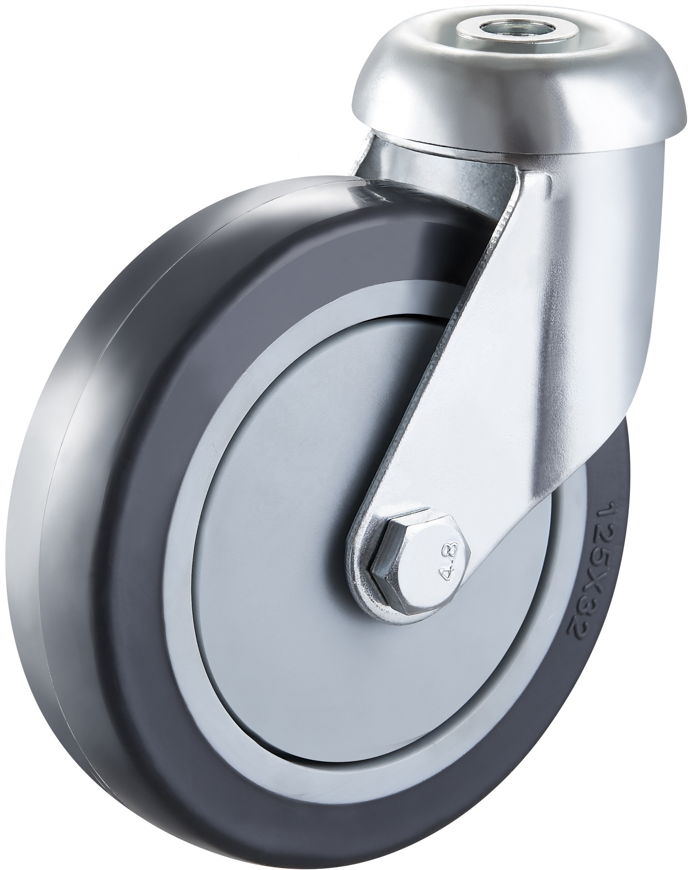 5 Inch Shopping caster wheel Swivel Bolt Hole style Swivel Grey Rubber Caster shopping cart wheels