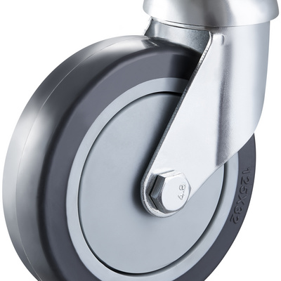 5 Inch Shopping caster wheel Swivel Bolt Hole style Swivel Grey Rubber Caster shopping cart wheels