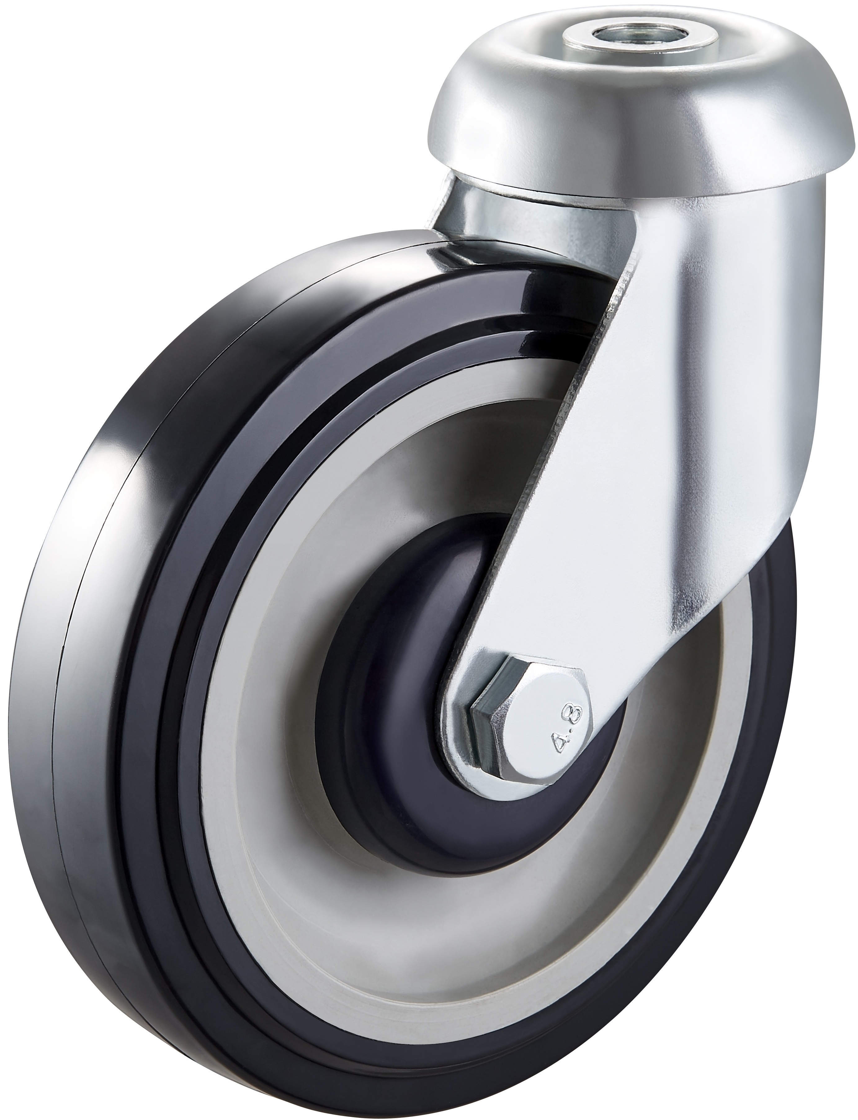 5 Inch Shopping caster wheel Swivel Bolt Hole style Swivel Grey Rubber Caster shopping cart wheels