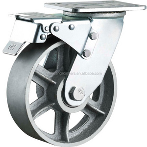 Transport Caster Wheel 200mm 8inch Swivel Cast Iron Trolley wheel