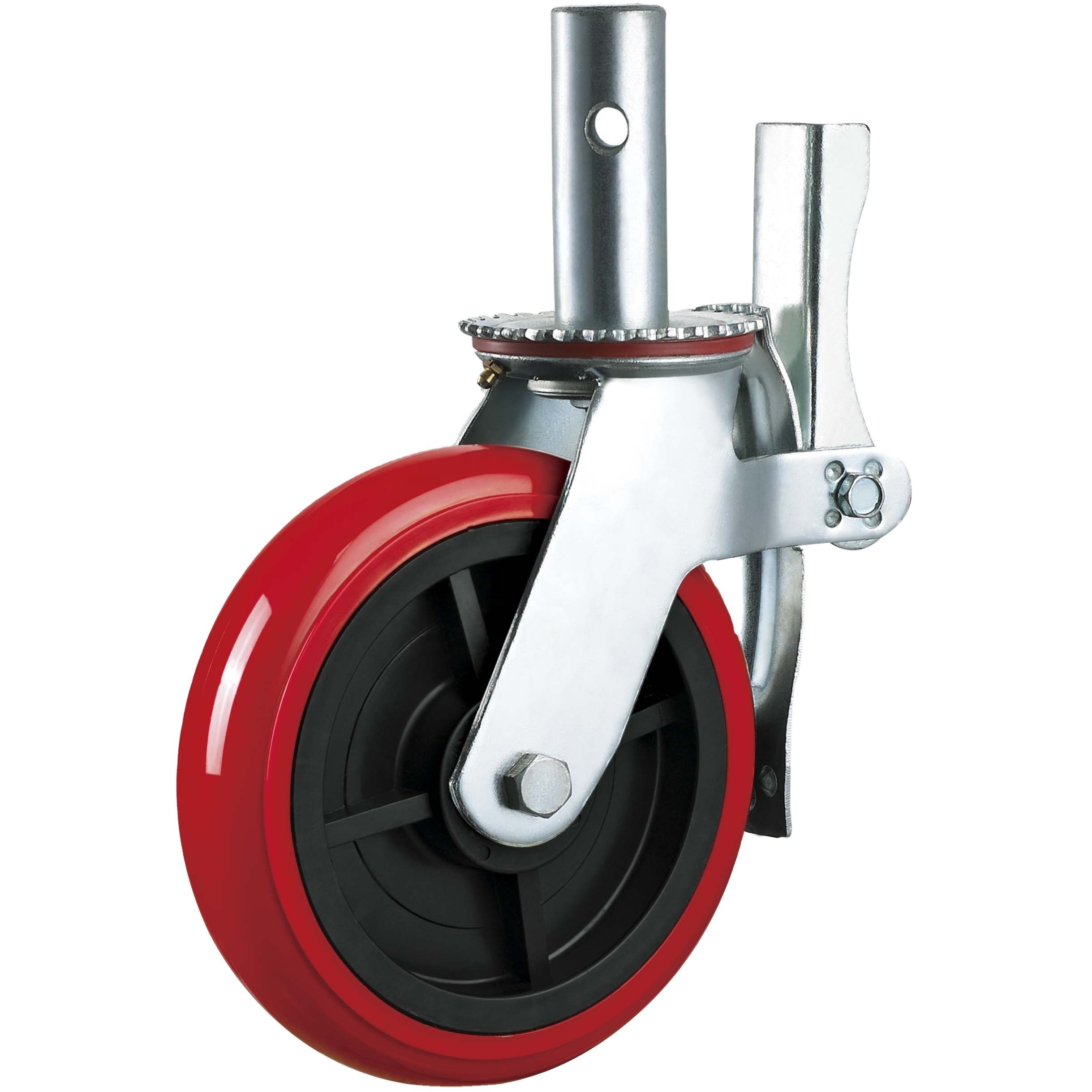 Galvanized heavy duty 6 inch PU mobile scaffolding castor scaffold caster wheels with brake