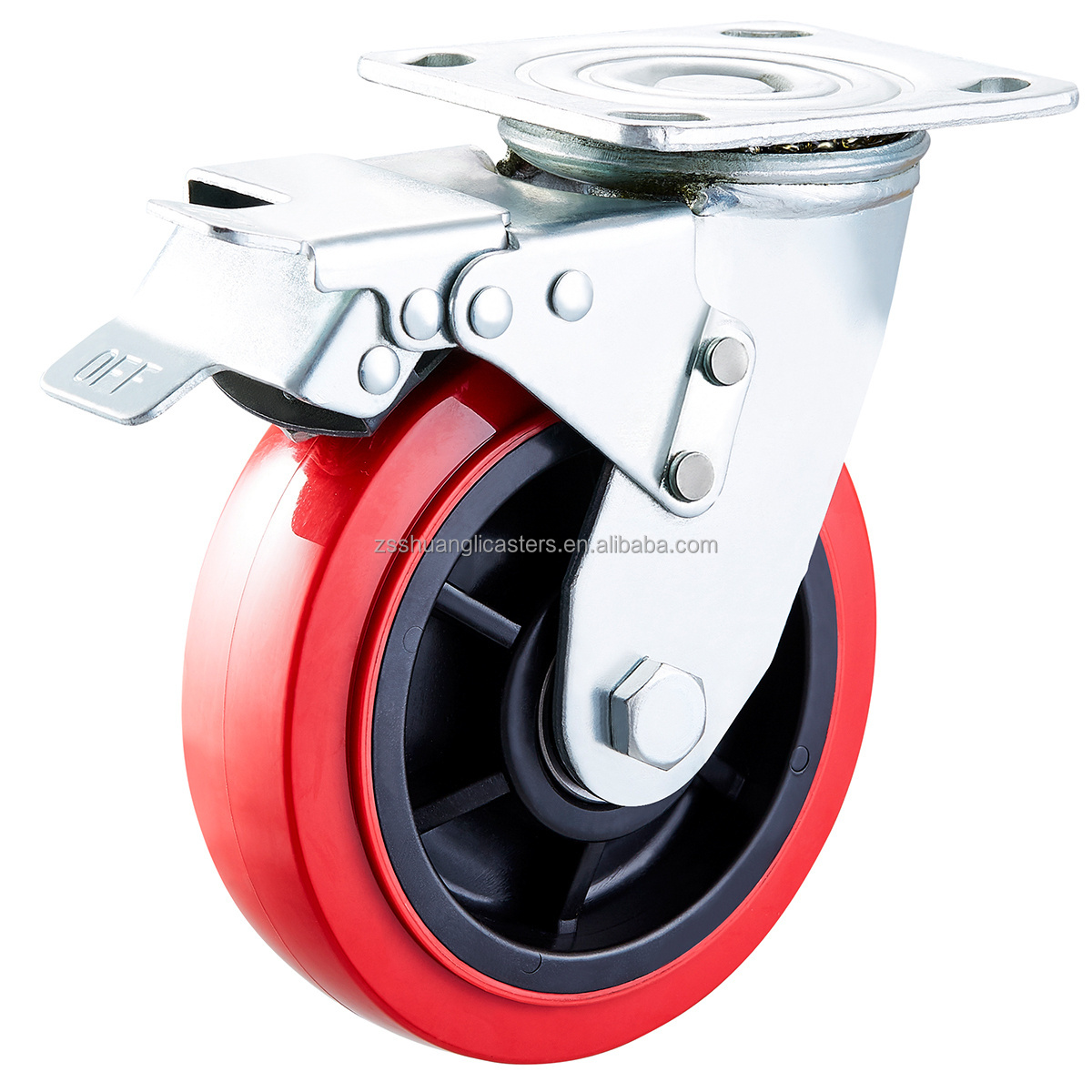 Heavy duty casters 4/5/6/8 inch PU casters red polyurethane castor wheel swivel plastic core casters wheels for carts