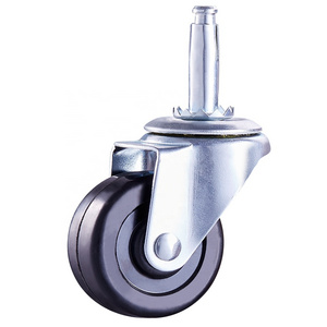 Lockable rubber caster wheels 2 inch solid rubber dolly caster with stem swivel furniture wheel