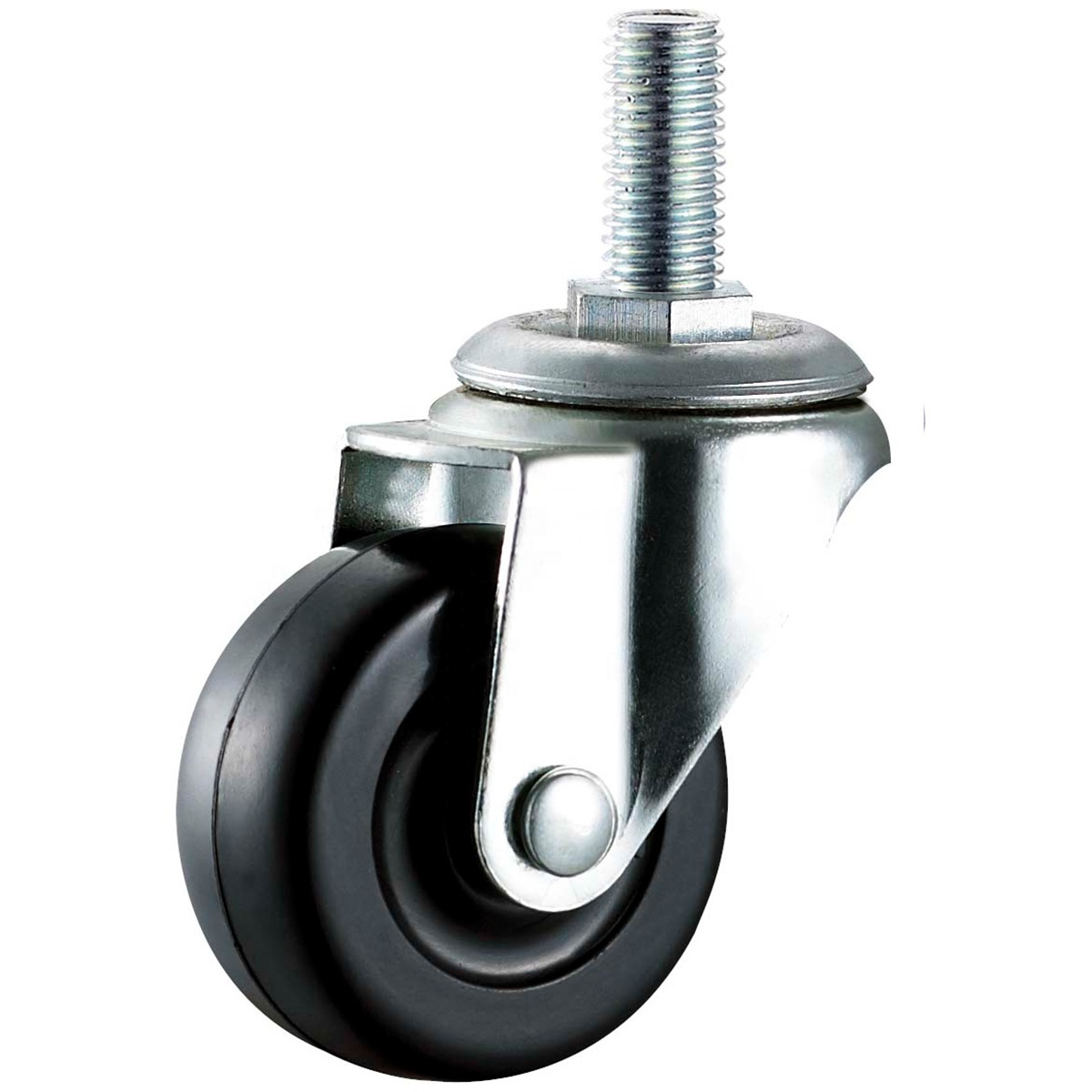 Lockable rubber caster wheels 2 inch solid rubber dolly caster with stem swivel furniture wheel