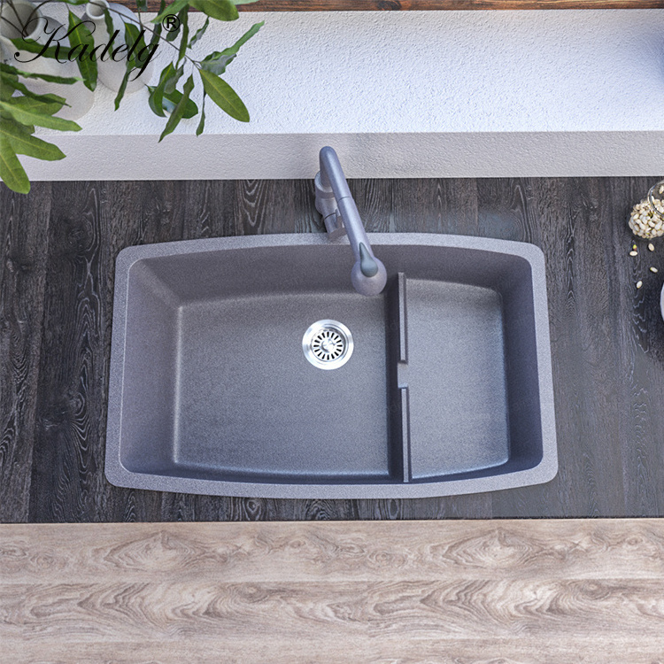 CE Approved New 3D Model Design Bathroom Farm Kitchen Black White Granite Stone Sand Quartz Sink