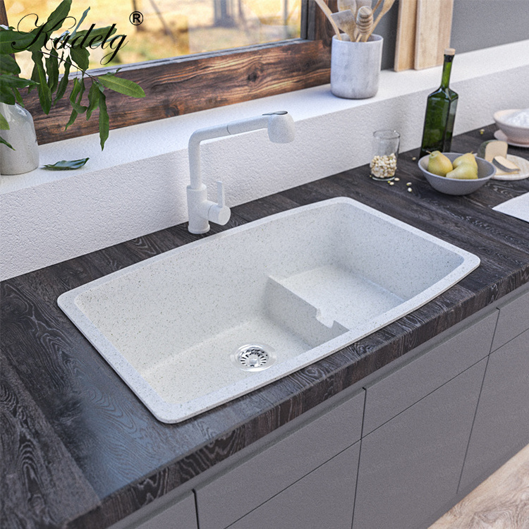 CE Approved New 3D Model Design Bathroom Farm Kitchen Black White Granite Stone Sand Quartz Sink