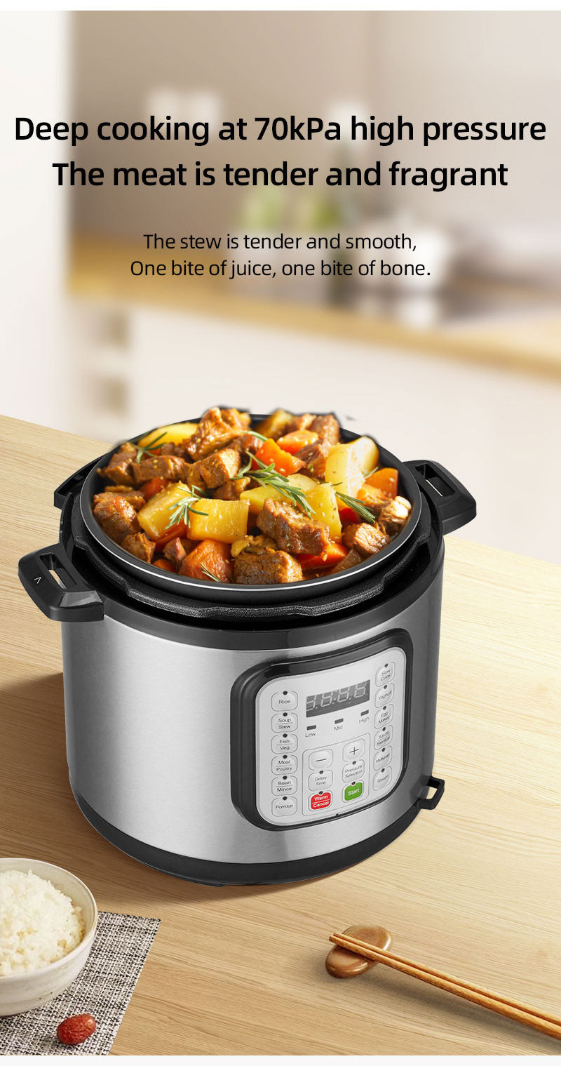 Factory pressure cooker stainless steel shell non stick aluminum inner liner rice cooker LED electric pressure cooker