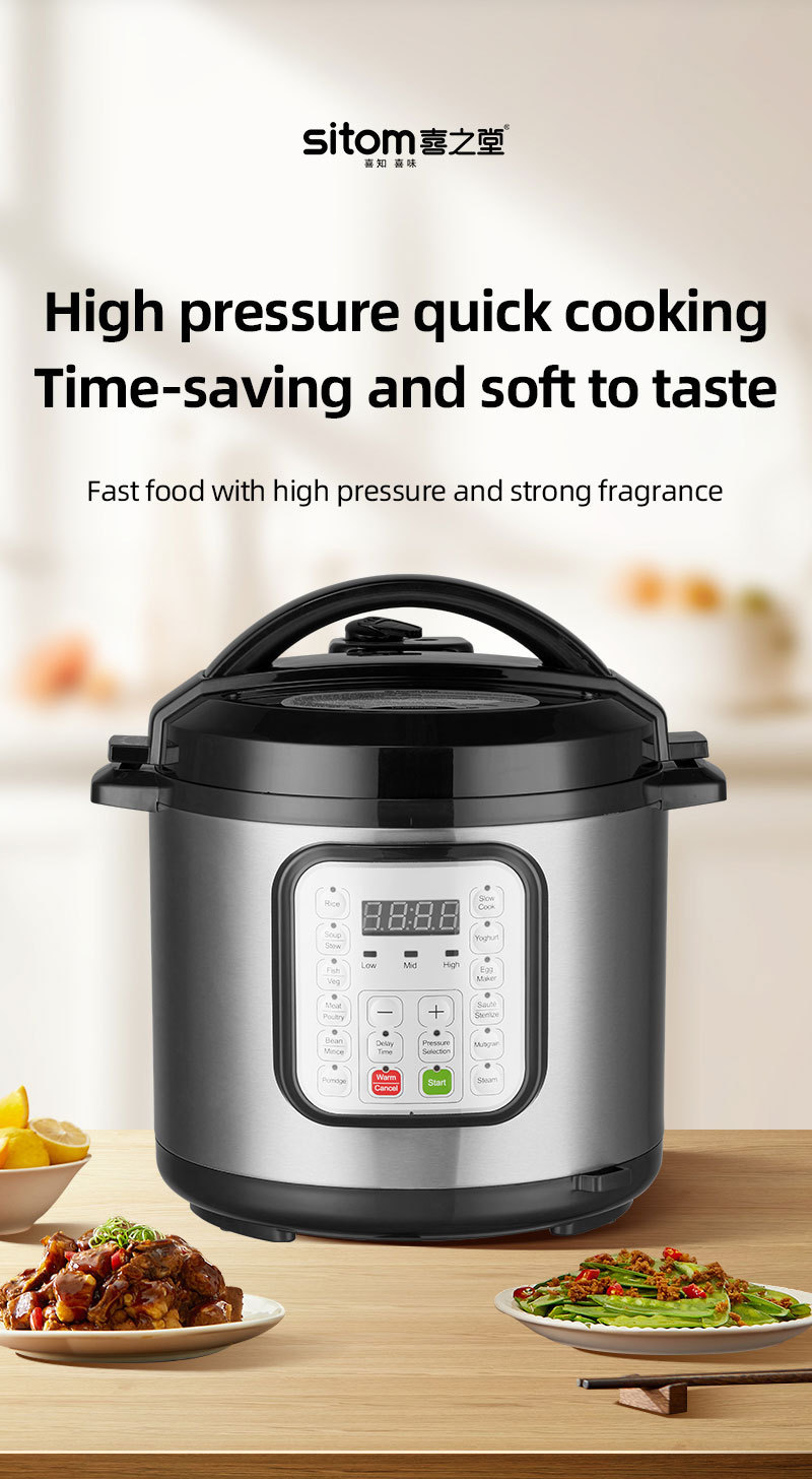 Factory pressure cooker stainless steel shell non stick aluminum inner liner rice cooker LED electric pressure cooker