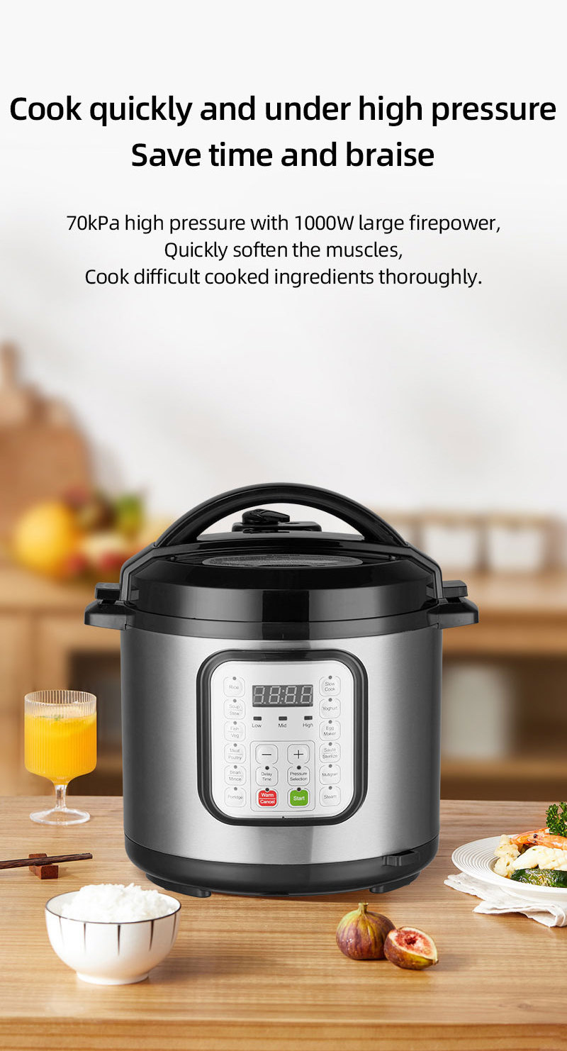 Factory pressure cooker stainless steel shell non stick aluminum inner liner rice cooker LED electric pressure cooker