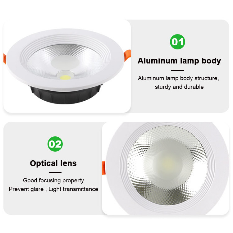 Adjustable ceiling trimless anti glare recessed 7w 10w 15w 20w 30w led cob downlight