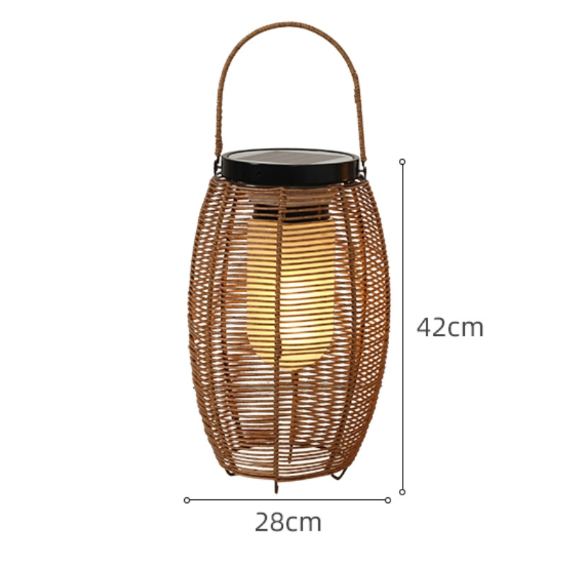 Solar Outdoor Light Garden Lawn Light Ip65 Rattan Woven Bamboo Waterproof LED Hand Made 80 Solar Light for Terrace Natural Brown