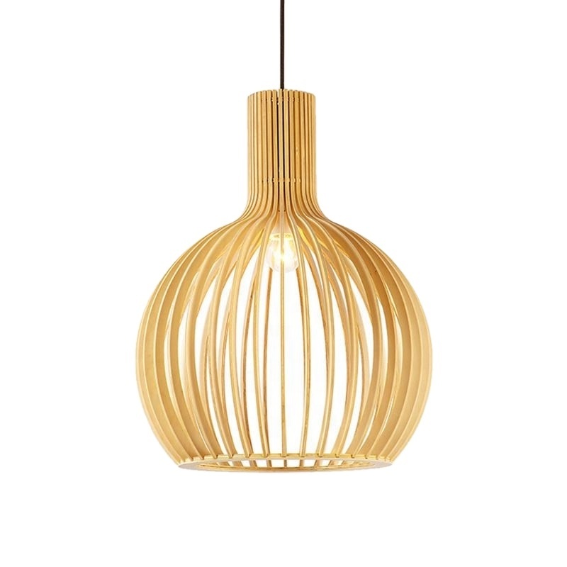 Nordic Birdcage Pendant Lights Solid Wood Hanging Lamp Retro Birdcage Simple Home Bar Bedroom Cafe Lustre Suspendu Light Fixture