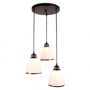 American Vintage Led Chandelier Lighting Pendant Lamp Glass Lampshade for Kitchen Dining Living Room Loft Hanging Light Fixture