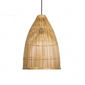 Lighting Fixture Country Vintage Southeast Asian Hanging Ceiling Lamp Farmhouse Room Craft Bamboo Wicker Braided Basket Pendant